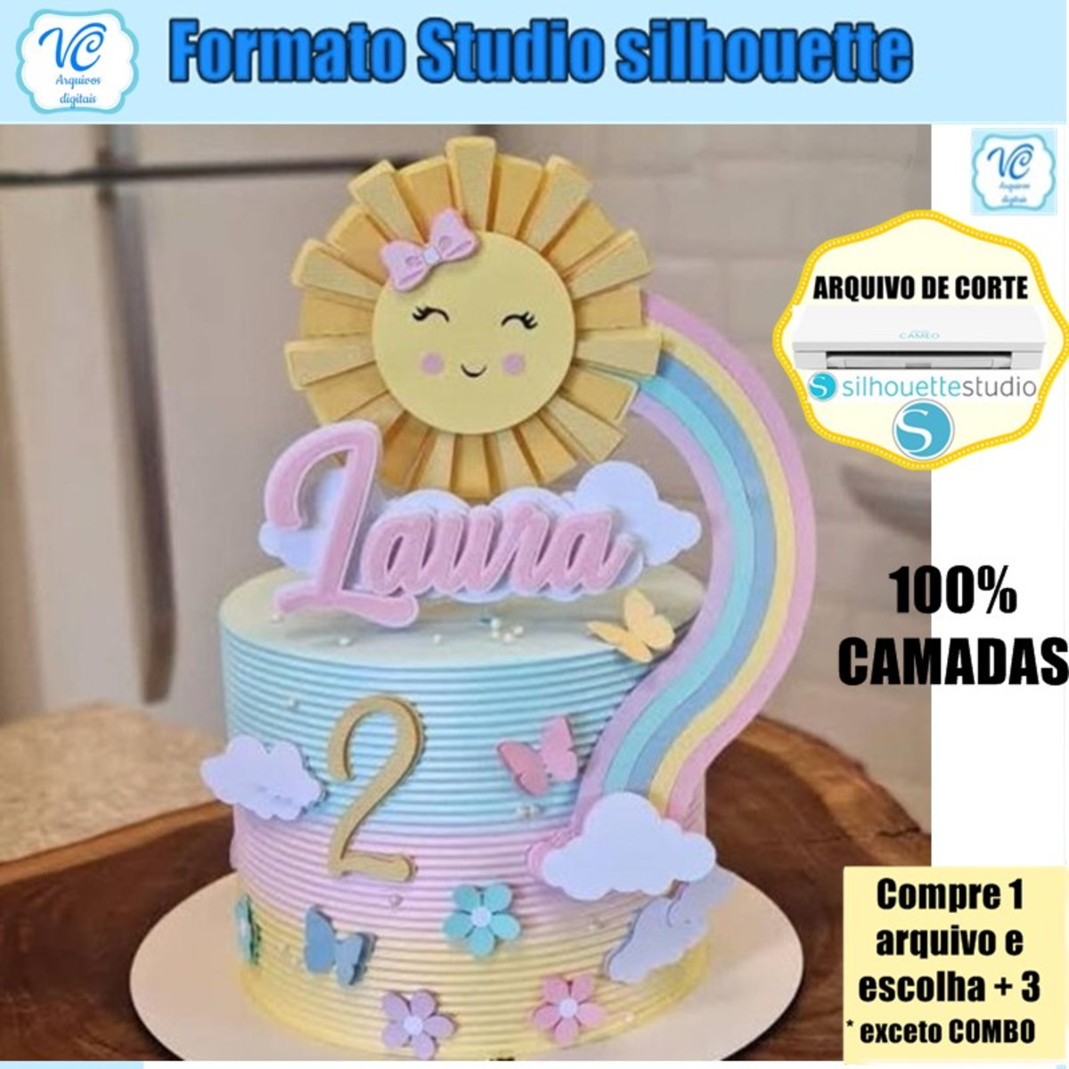 359- Arquivo de Corte Topo Raio de Sol com Arco Iris