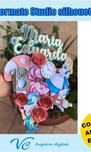 381- Arquivo Topo de Bolo Alice País das Maravilhas 3