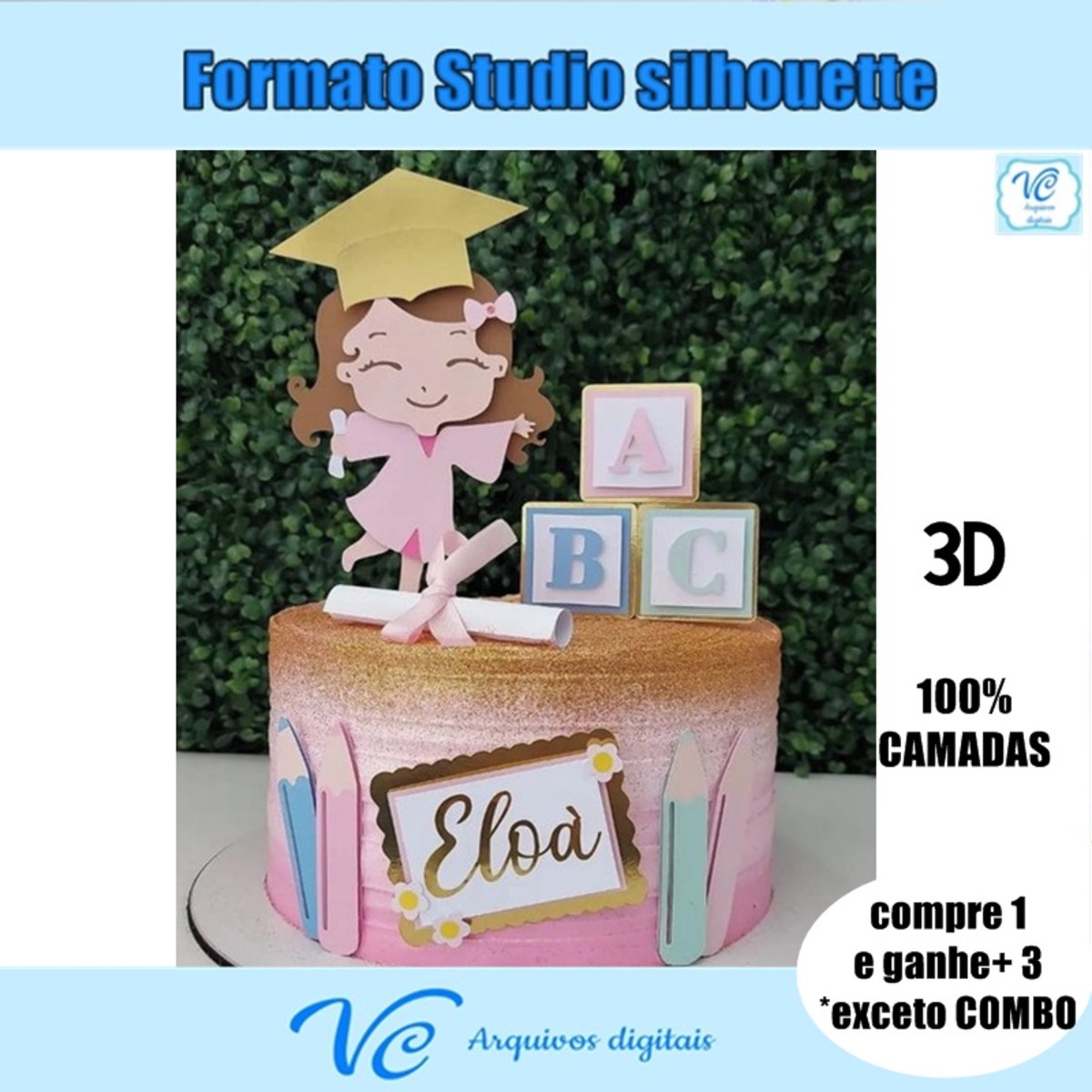 419- Arquivo de Corte Topo Formatura / Abc em Camadas