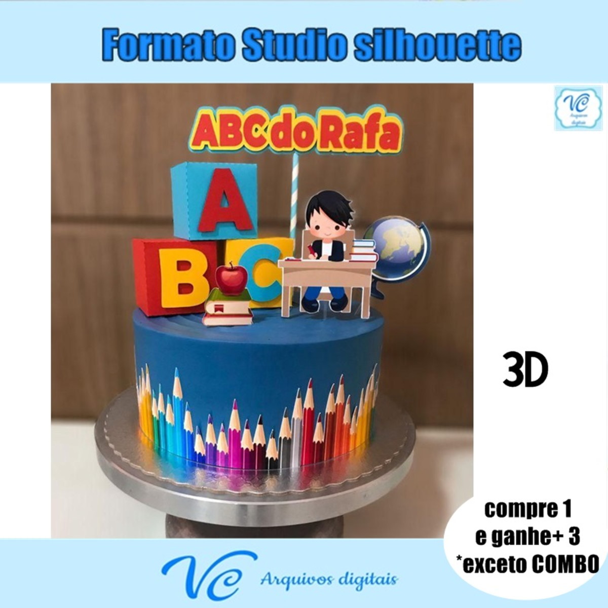 423- Arquivo de Corte Topo Formatura / Abc em 3d
