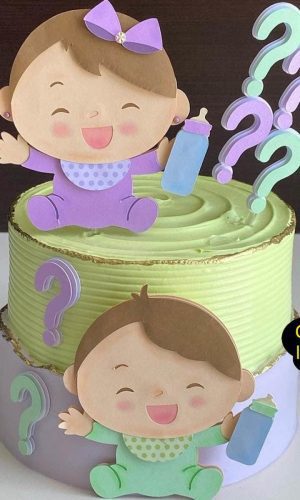 432 - topo de bolo cha revelação bebes em camadas