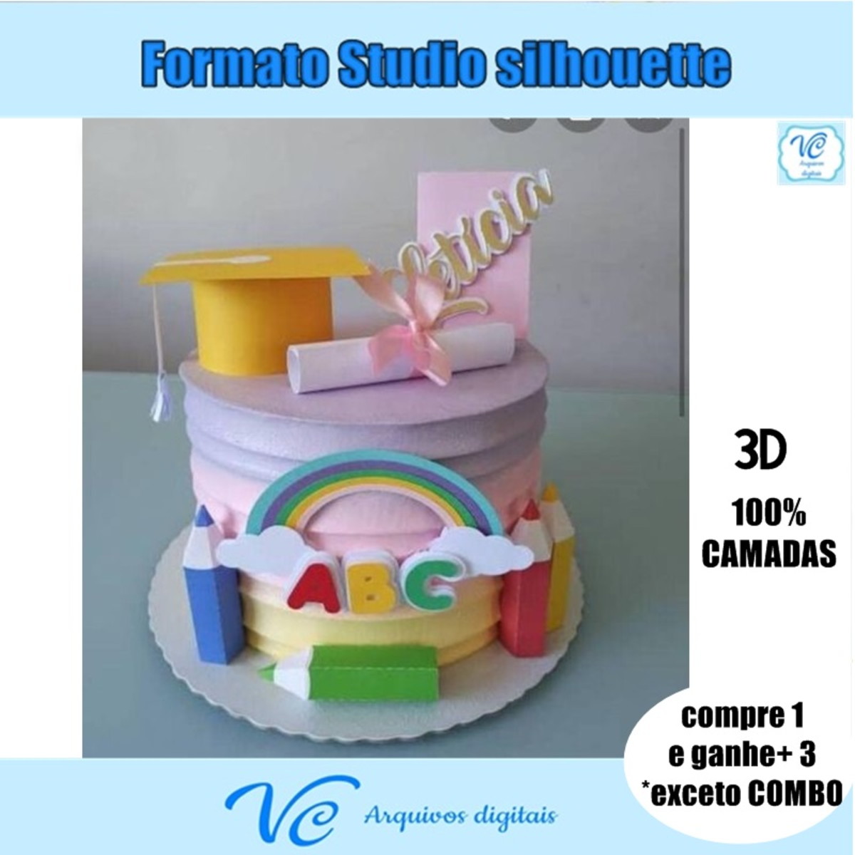 442- Arquivo de Corte Topo Formatura / Abc em Camadas