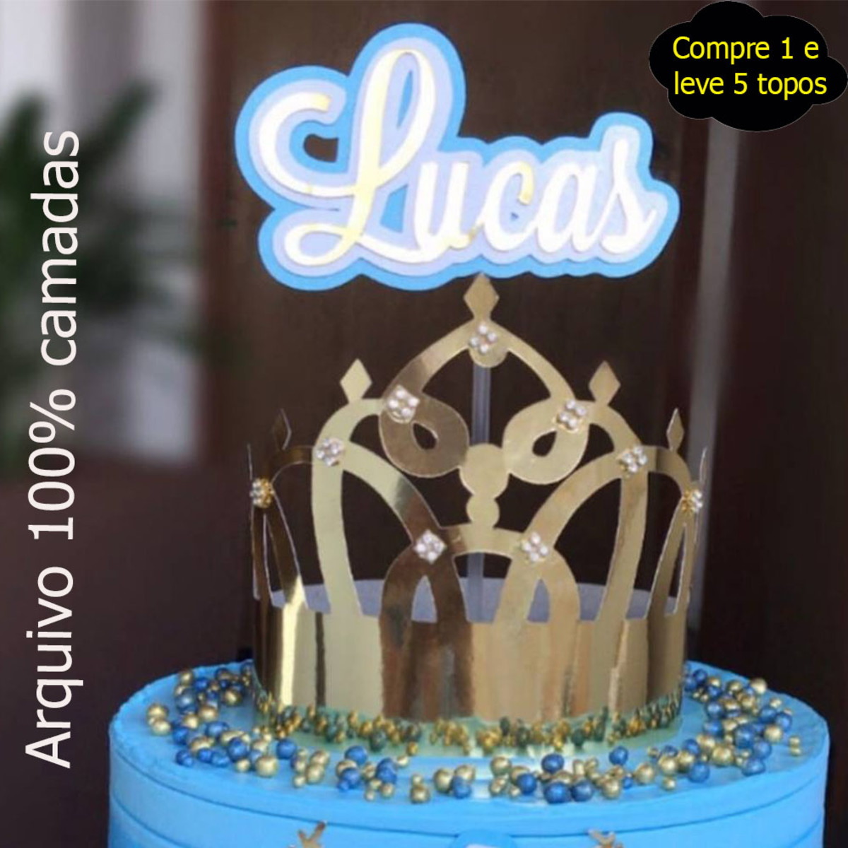 444 - Arquivo de corte topo de bolo Coroa
