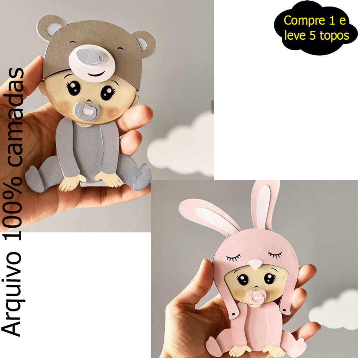 445- topo de bolo bebes em camadas