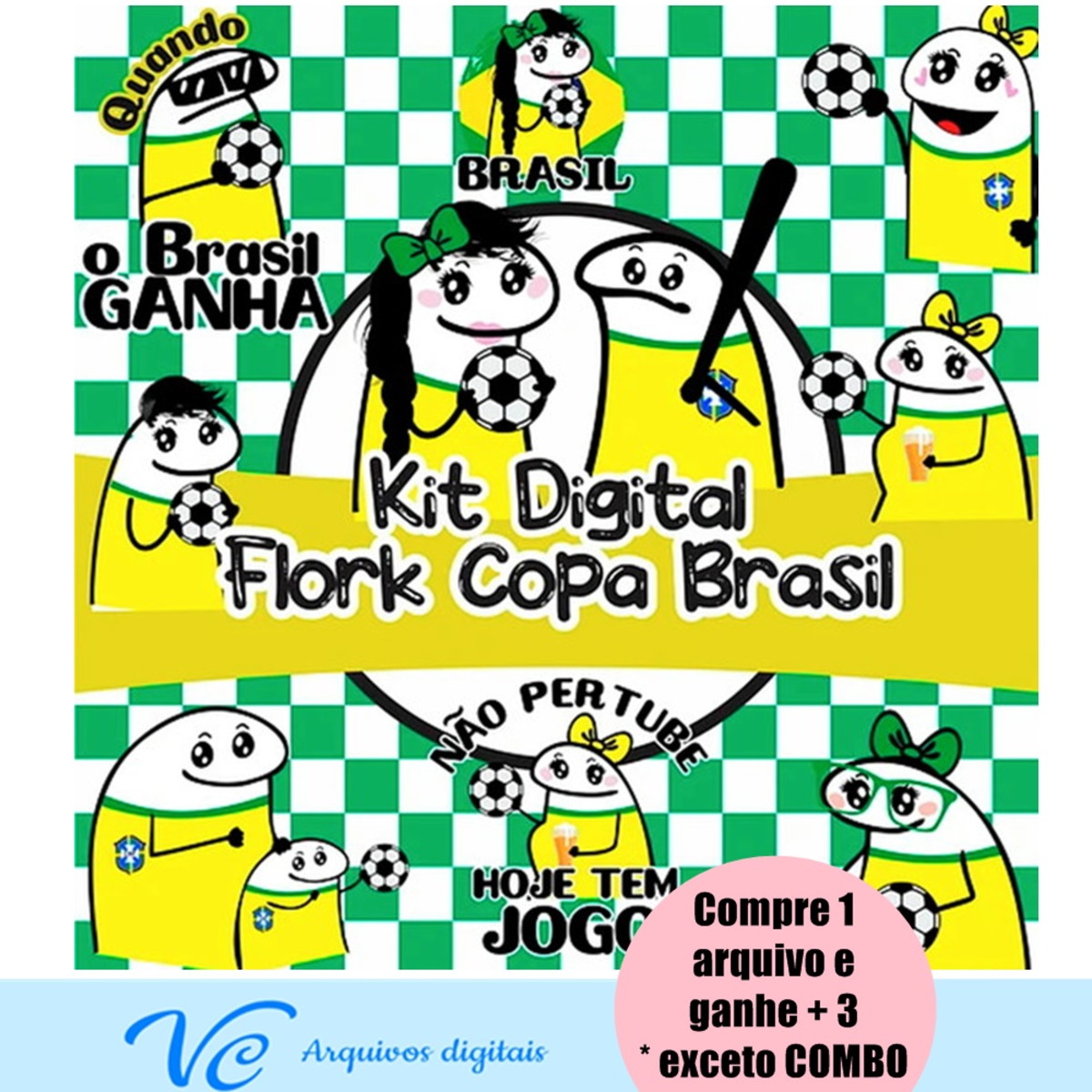 462- Combo Kit Digital Pack Flork Brasil Copa Qatar Torcedor
