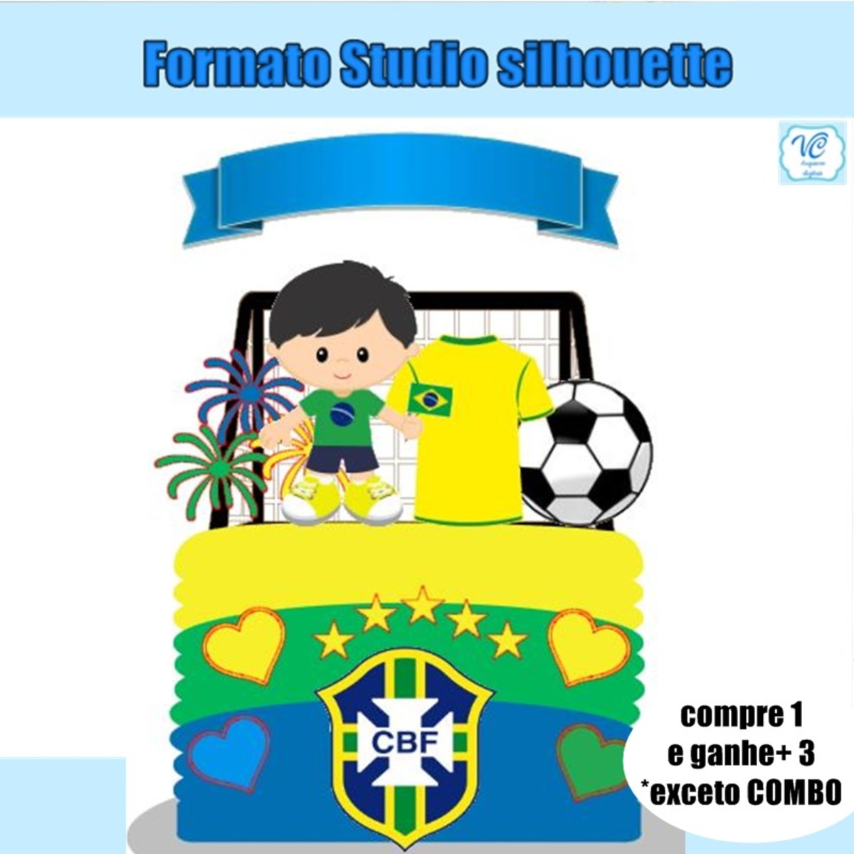 478-arquivo de Corte Topo de Bolo Copa Brasil Futebol Menino