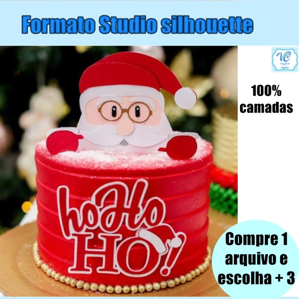 483- Arquivo de Corte Topo de Bolo de Papai Noel