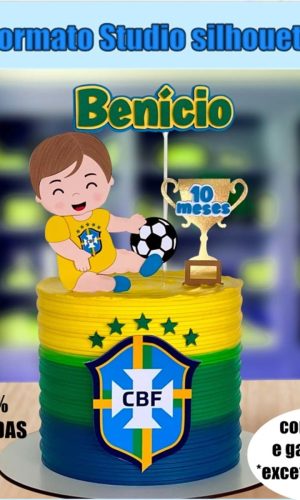 489- Arquivo Topo Bolo Copa Brasil Futebol Bebe Menino