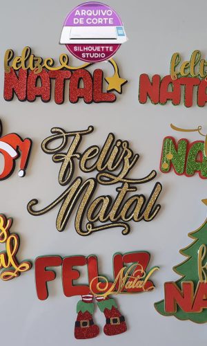 502- 8 topos Feliz Natal em camadas -Arquivo de corte