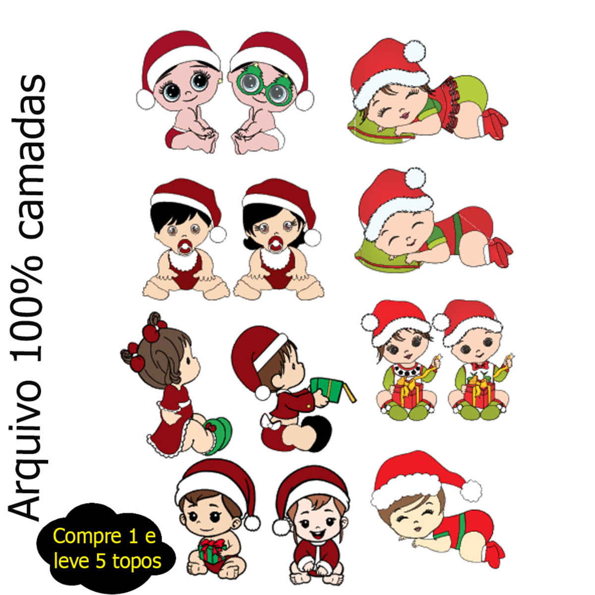 514- Arquivo de corte bebes natal em camadas