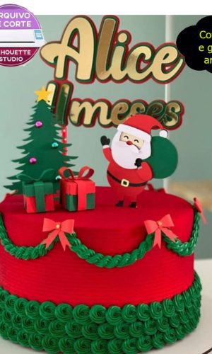 529 - Arquivo de corte topo de bolo papai noel em camadas