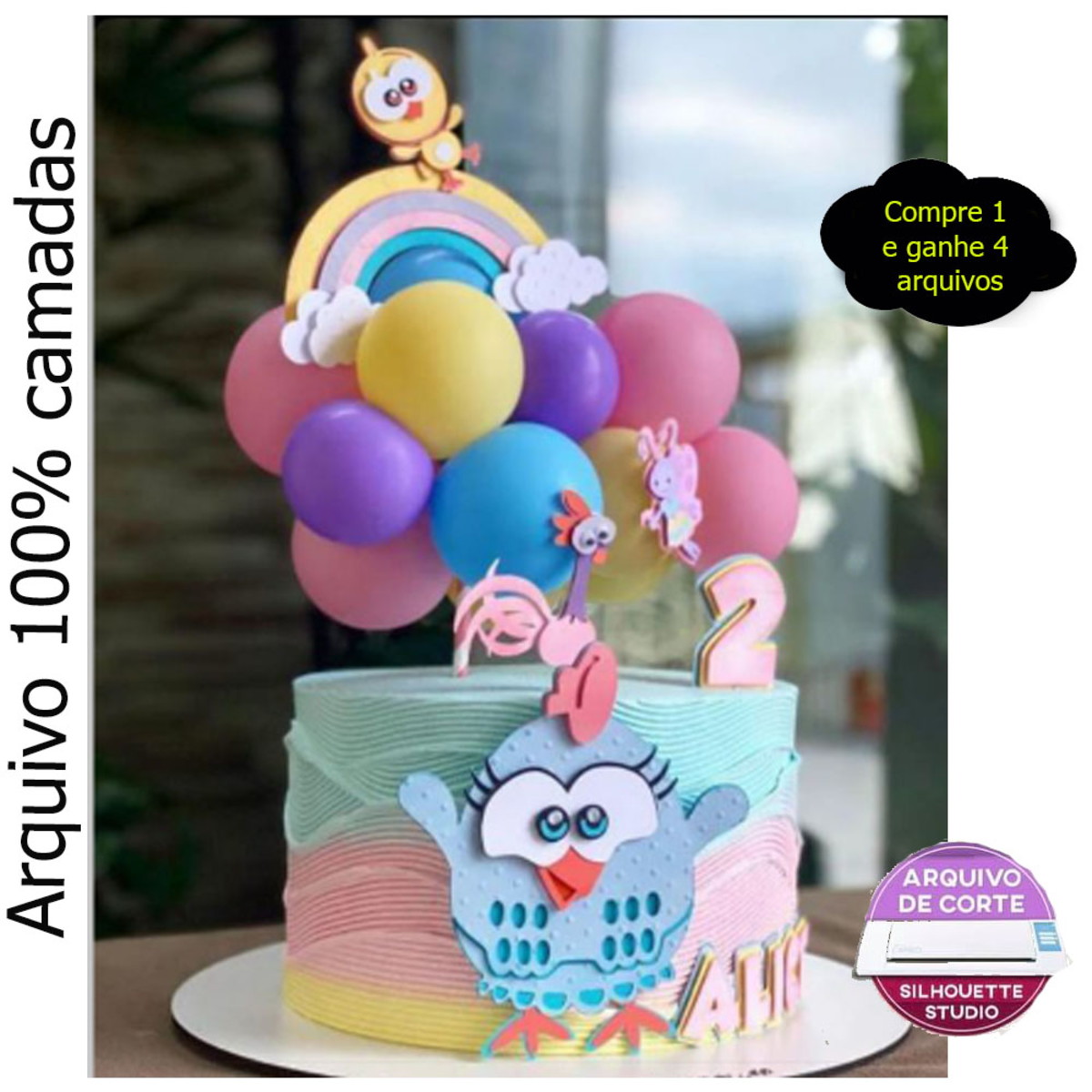 540 -Topo de bolo galinha pintadinha cut - arquivo de corte