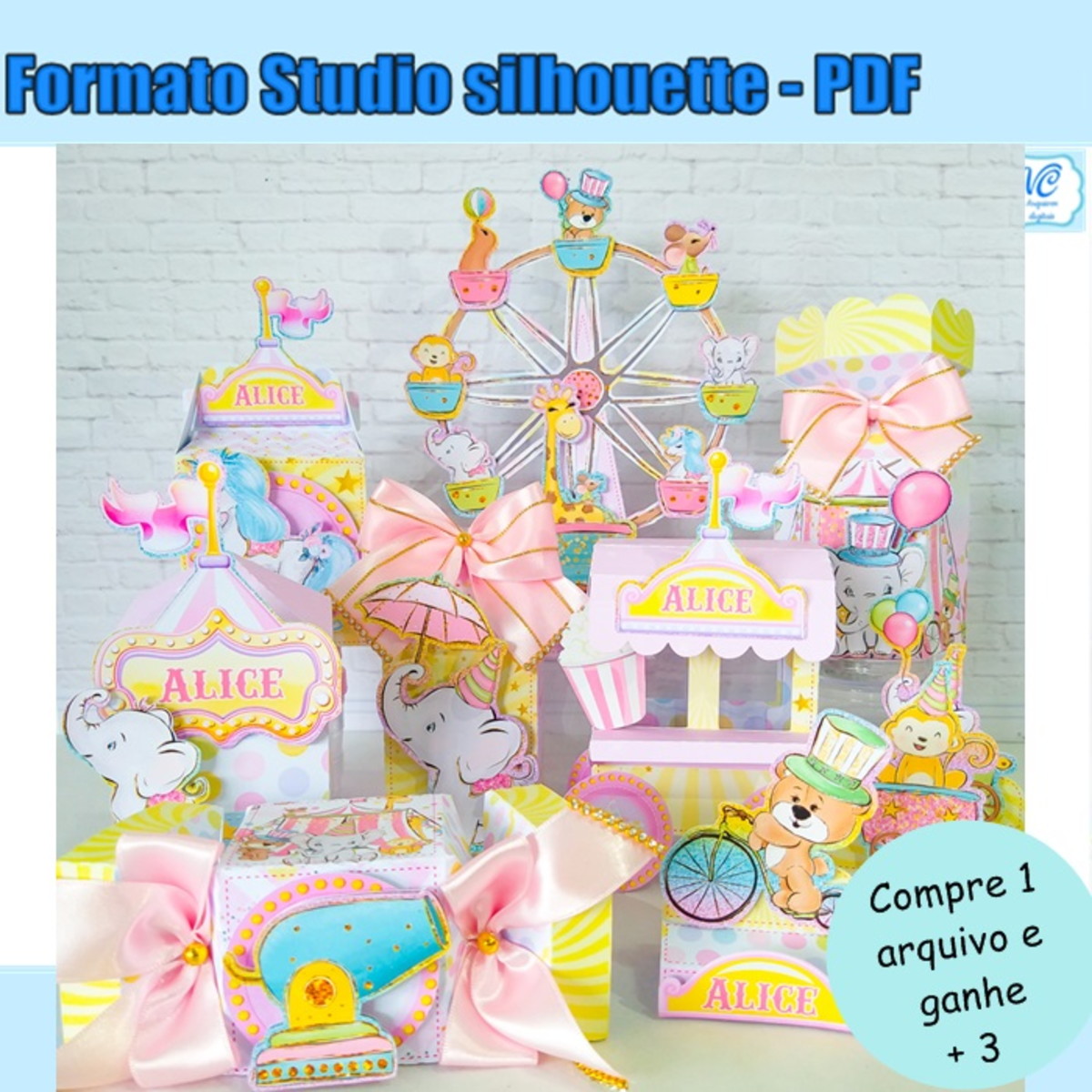 561- ARQUIVO DE CORTE CIRCO CANDY COLOR AQUARELA