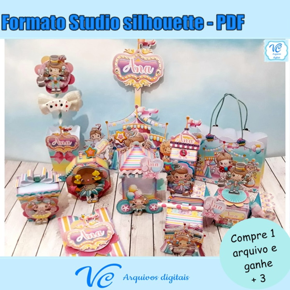 562- ARQUIVO DE CORTE CIRCO CANDY COLOR AQUARELA