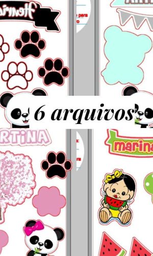 6 arquivos topo de bolo Silhouette tema Magali panda