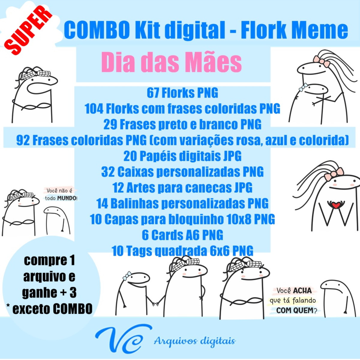 642- SUPER COMBO Kit Digital Flork Dia das Mães Bento CAKE - Imagem 5
