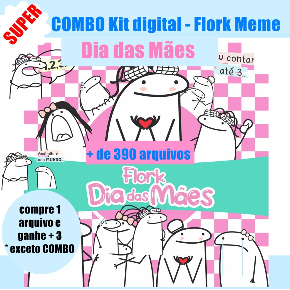 642- SUPER COMBO Kit Digital Flork Dia das Mães Bento CAKE
