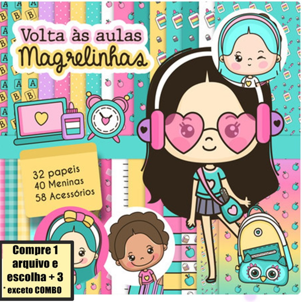 660- Combo Kit Digital Magrelinhas - Volta as Aulas