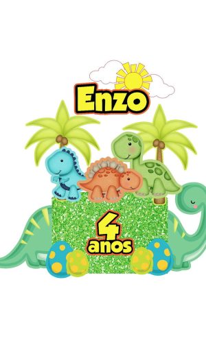 4 Arquivos de Corte Digital - Topo de Bolo Dino Baby