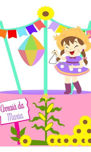 750 - Arquivo Digital Topo de Bolo Arraiá Menina