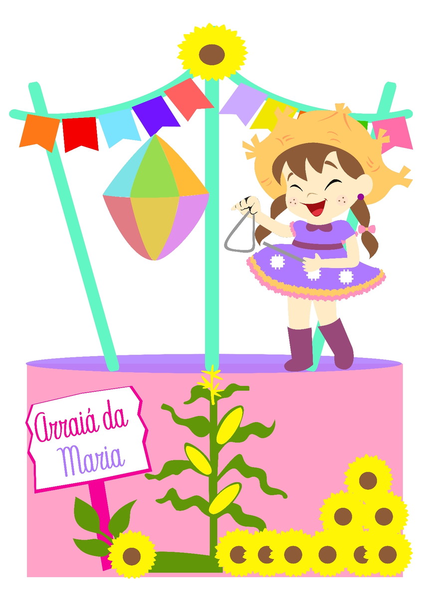 750 - Arquivo Digital Topo de Bolo Arraiá Menina