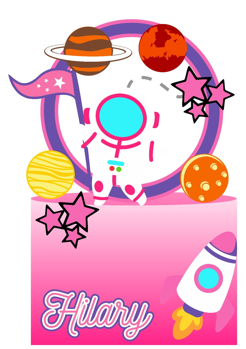 920 - Arquivo Digital Topo de Bolo Astronauta Menina