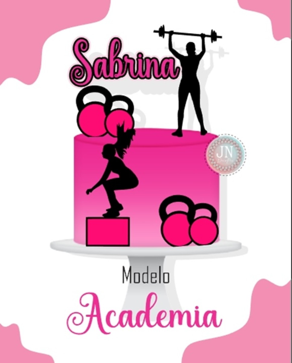 Academia -fitness -topo de Bolo Arquivo de Corte e Impressão