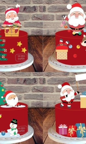 Arquivo de Corte Topos de Bolo Natal em Camadas