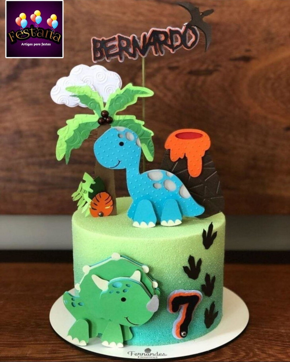 Arquivo Digital Topo de Bolo Dinossauro+4 Arquivos