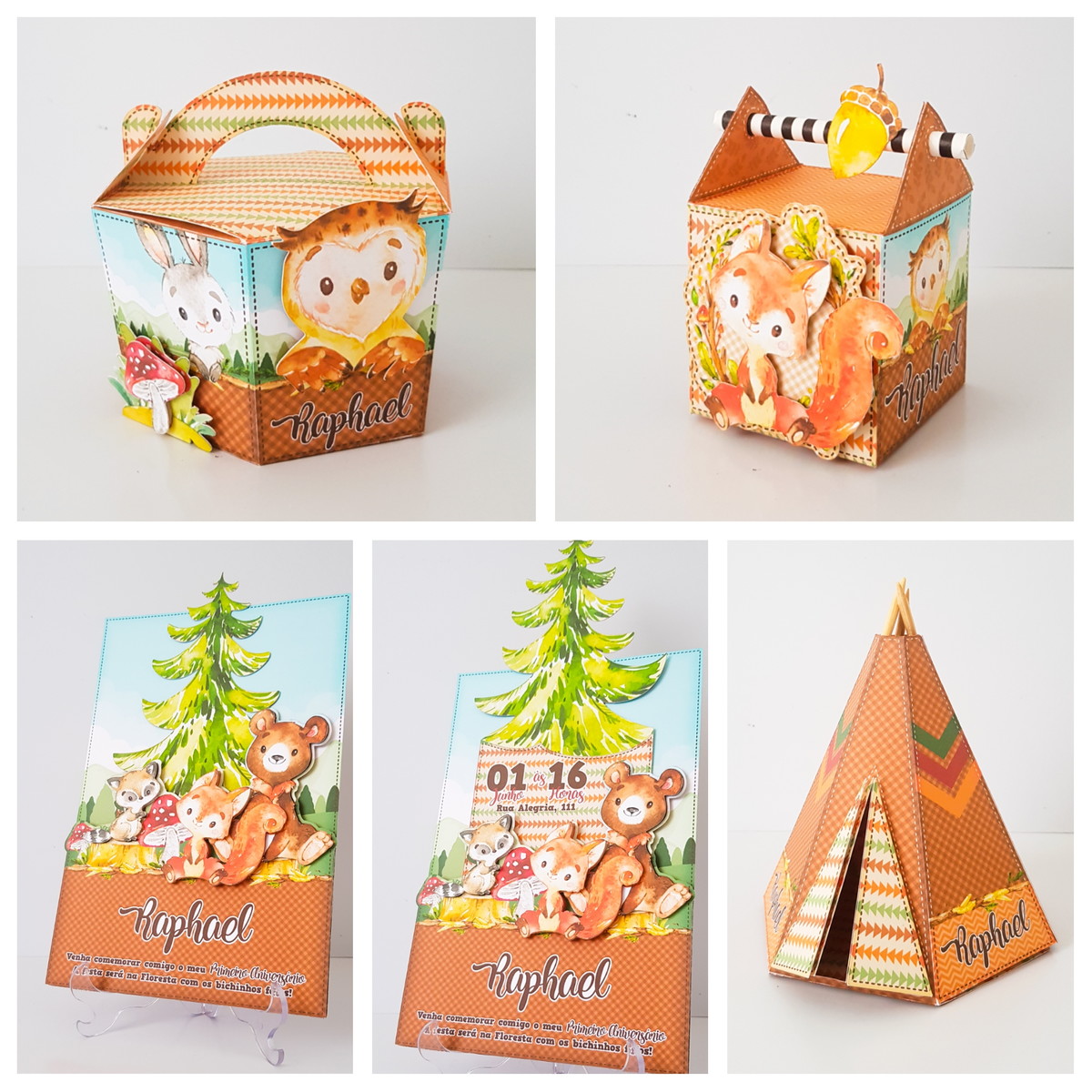 Kit Festa Bosque Meninos Aquarela - Imagem 2