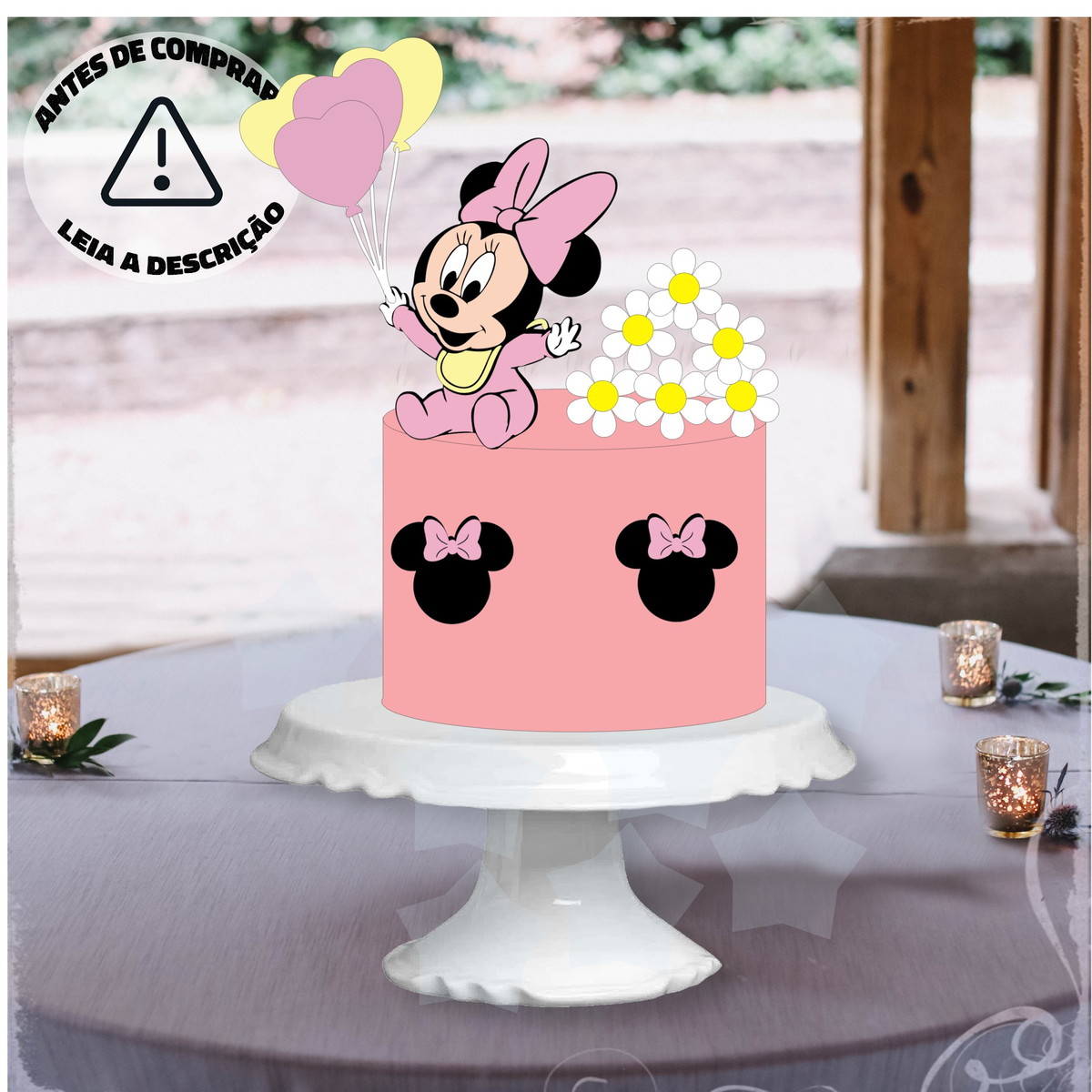 Arquivo Corte Camadas Topo Bolo Minnie baby rosa