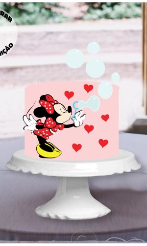 Arquivo Corte Camadas Topo Bolo Minnie Bolhas de Sabão