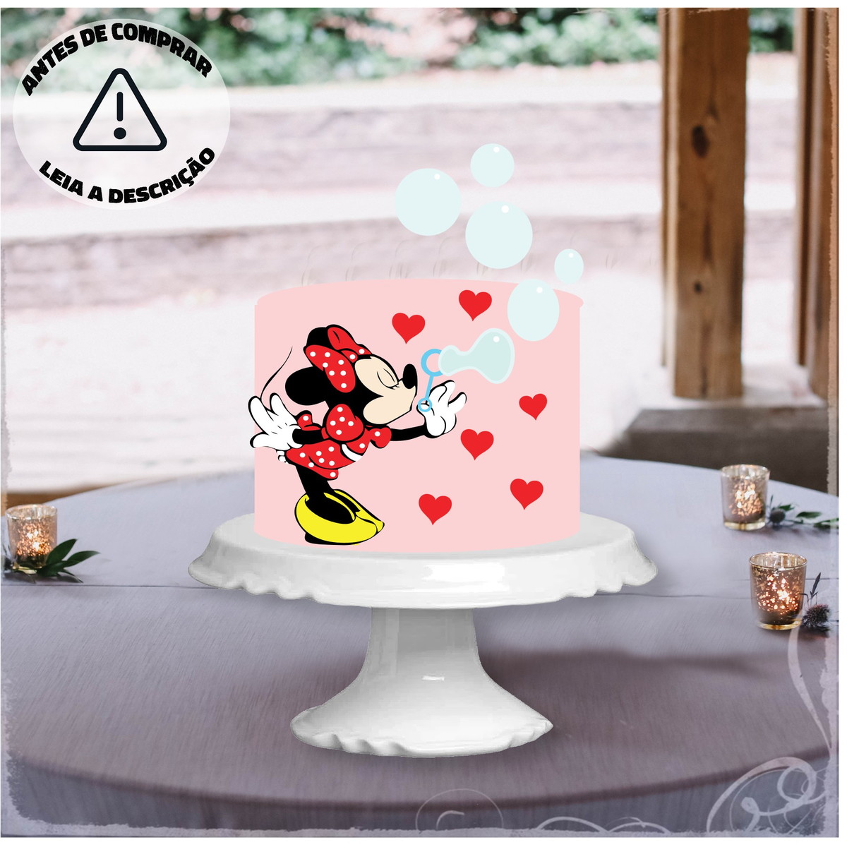 Arquivo Corte Camadas Topo Bolo Minnie Bolhas de Sabão