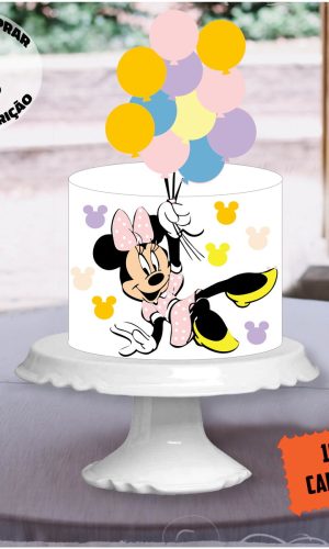 Arquivo Corte Camadas Topo Bolo Minnie com Balão