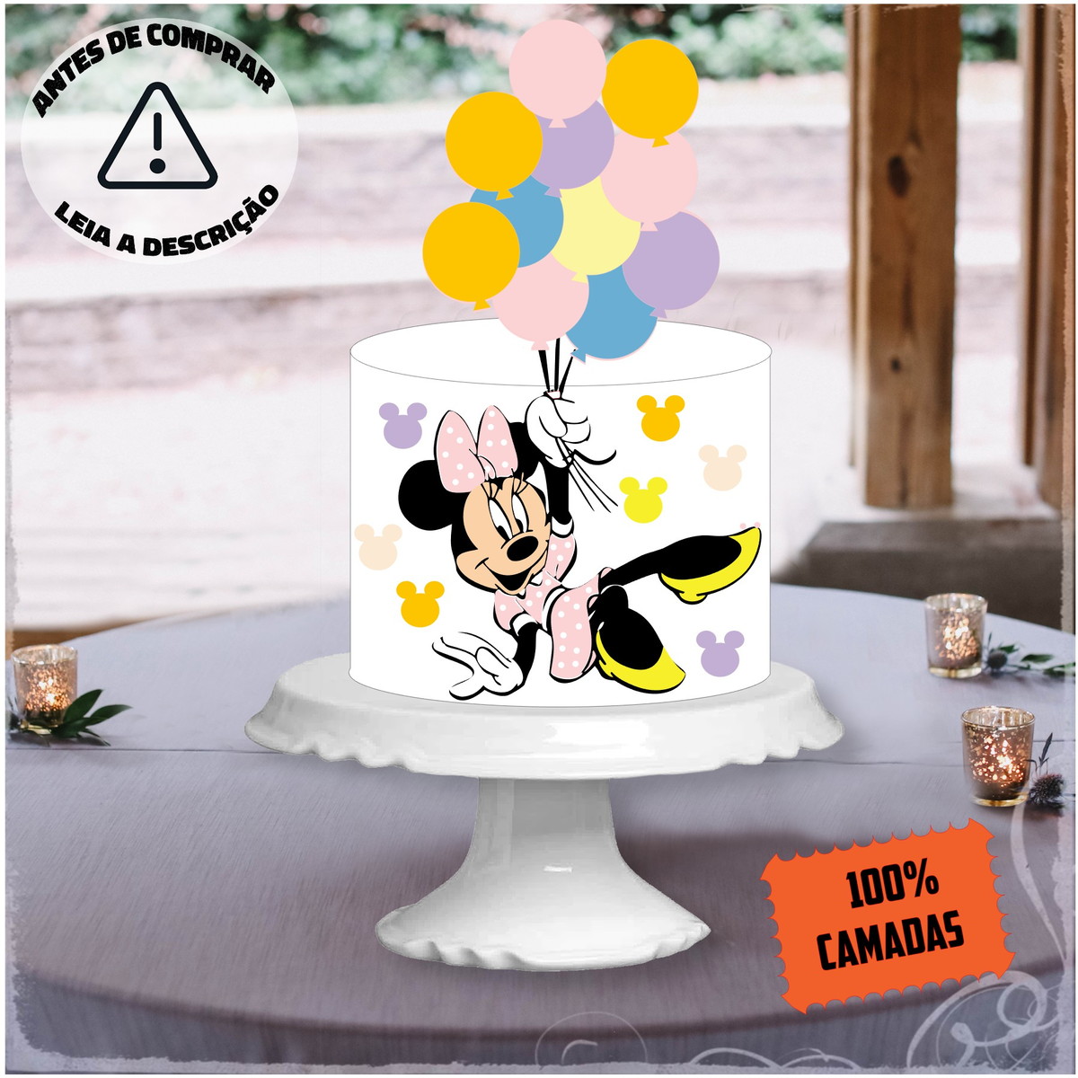Arquivo Corte Camadas Topo Bolo Minnie com Balão