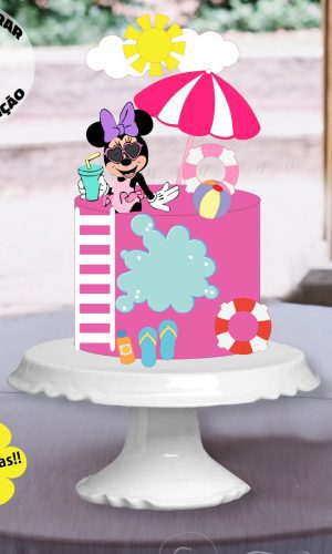 Arquivo Corte Camadas Topo Bolo Minnie na praia