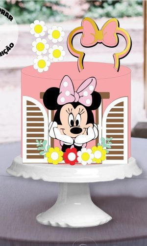 Arquivo Corte Camadas Topo Bolo Minnie rosa
