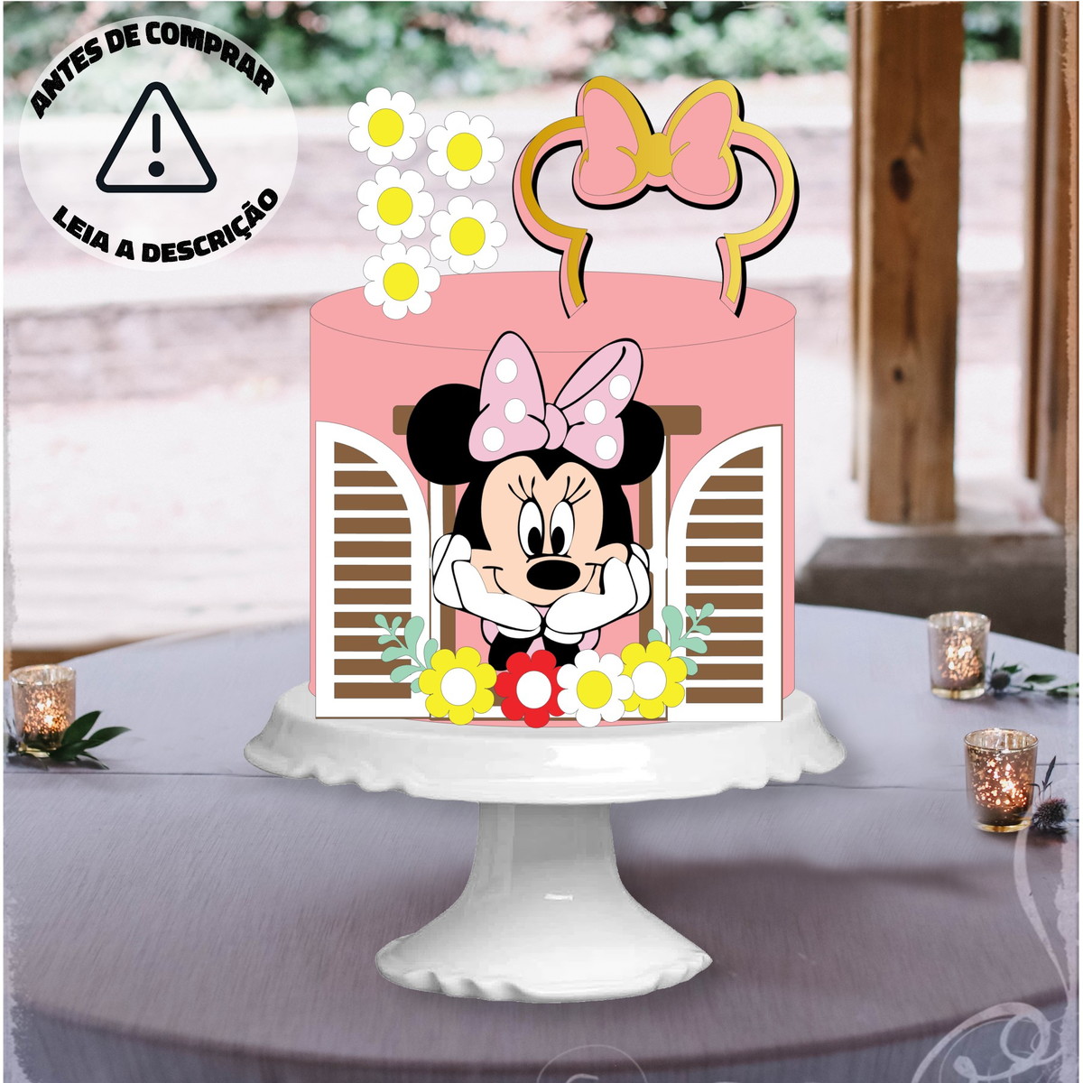 Arquivo Corte Camadas Topo Bolo Minnie rosa