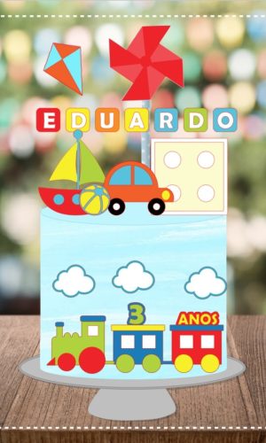 Arquivo Corte em Camadas Topo de Bolo Brinquedos