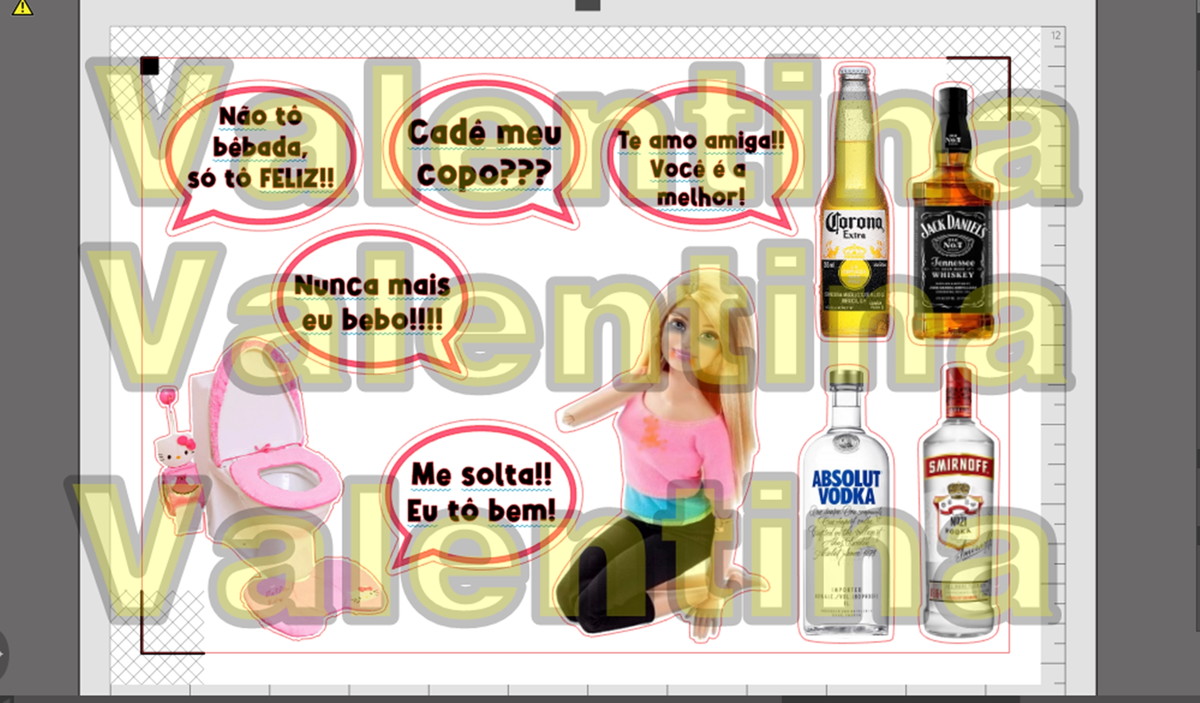 Arquivo Corte - Topo de bolo Barbie Bebada 1