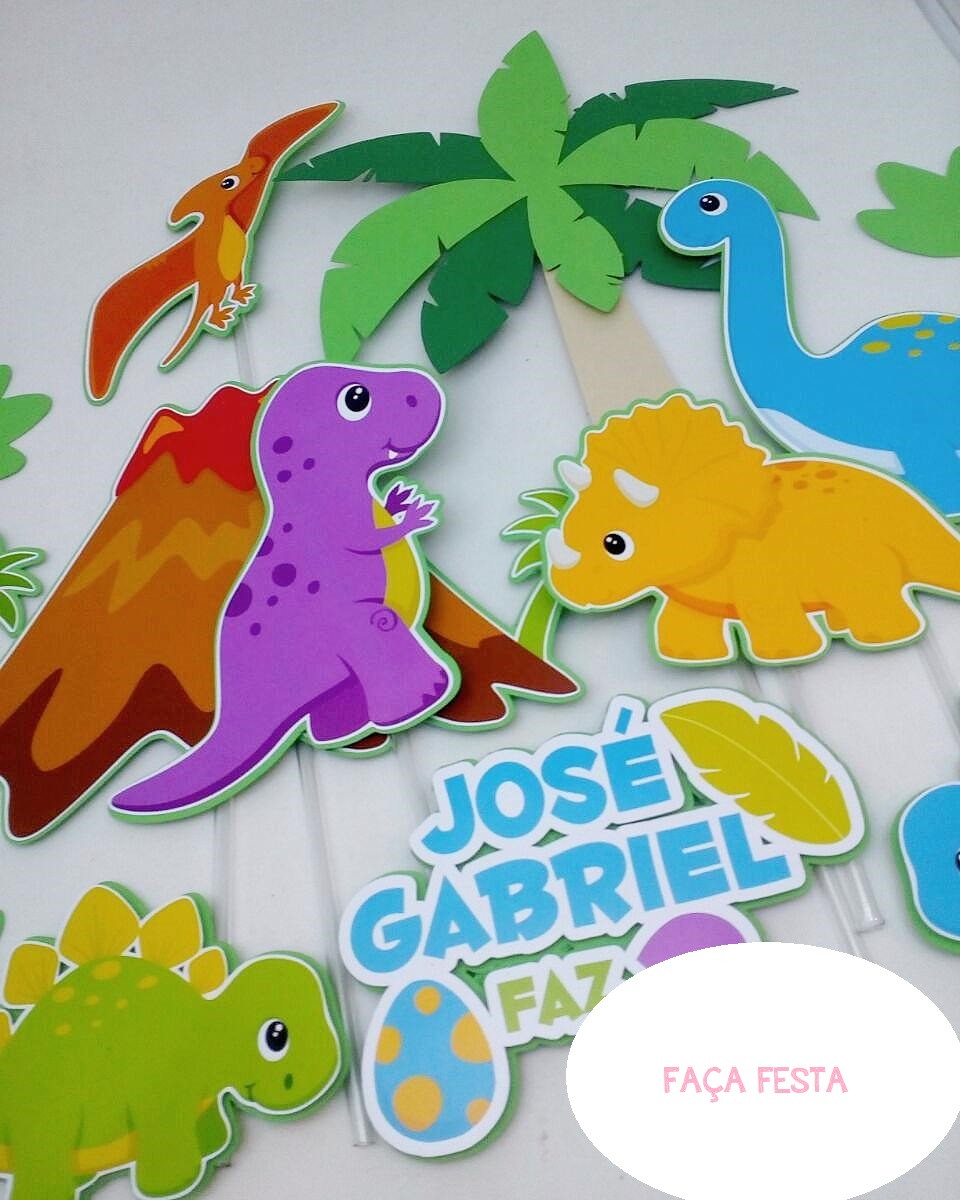 ARQUIVO CORTE SILHOUETTE TOPO DE BOLO DINOSSAUROS CUTE