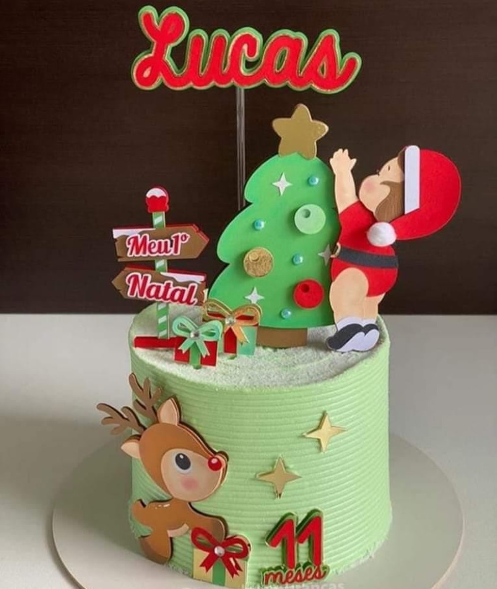 Arquivo Corte Silhouette Topo de Bolo Natal Menino e Rena