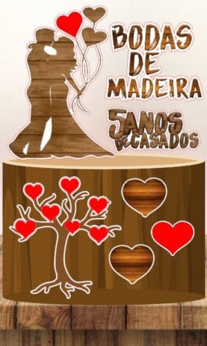 Arquivo Corte -Topo Bodas de Madeira - COD.179