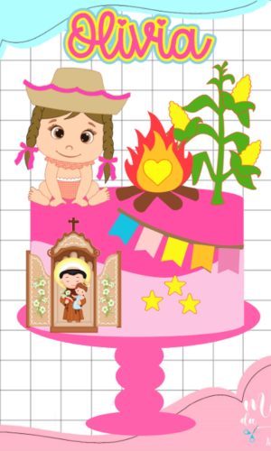 Arquivo Corte: Topo de Bolo Arraiá Bebê Santo Antônio 064