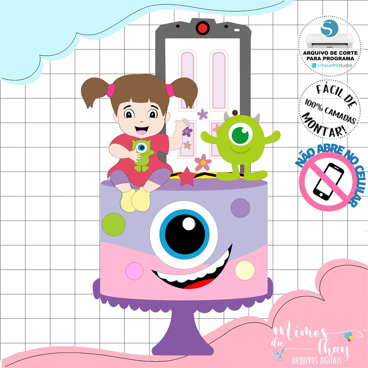 Arquivo Corte: Topo de Bolo Baby Monstros Sa Cute 012