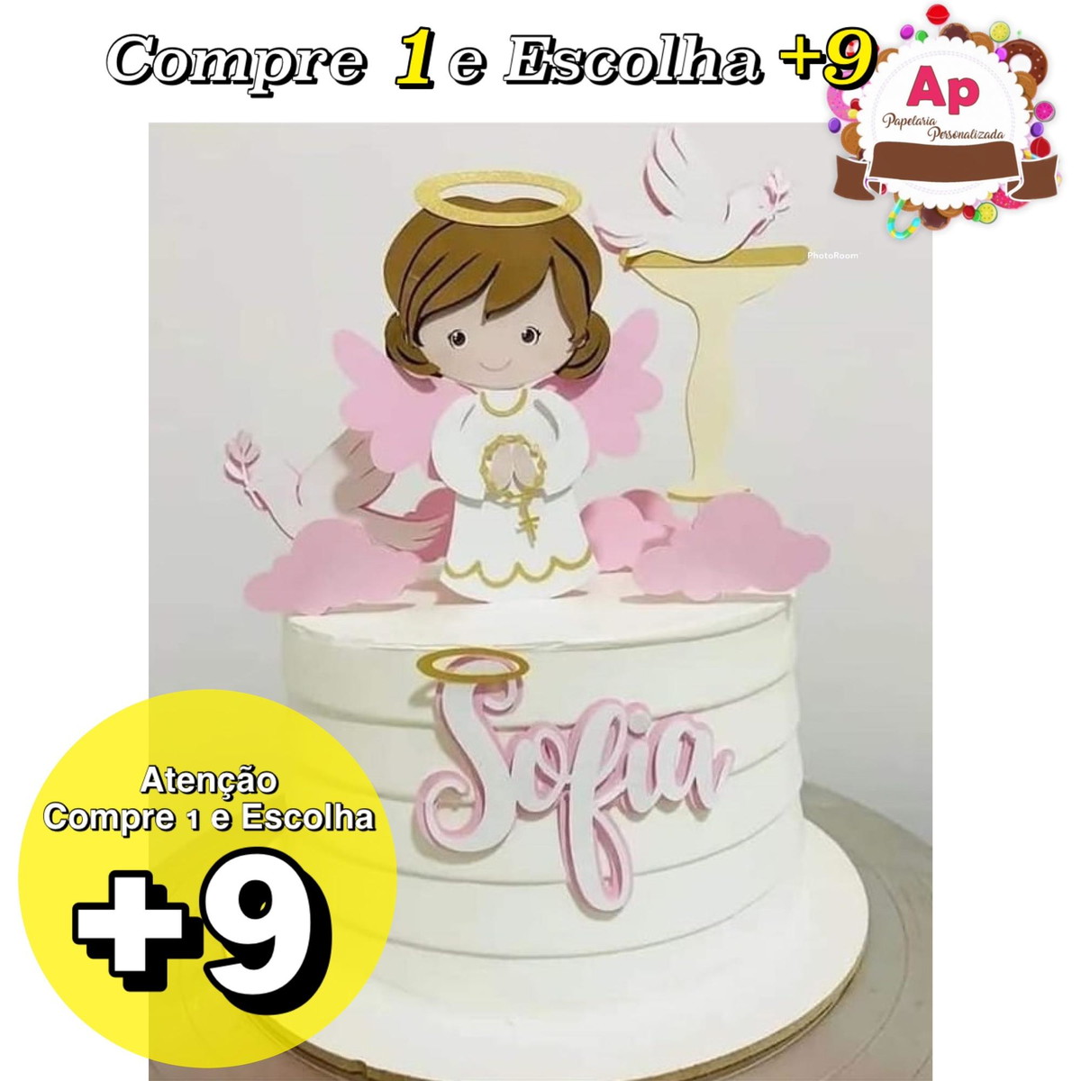 Arquivo Corte Topo de bolo Batizado Anjinha CAMADAS - Studio