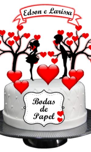Arquivo Corte Topo de Bolo Bodas de Papel
