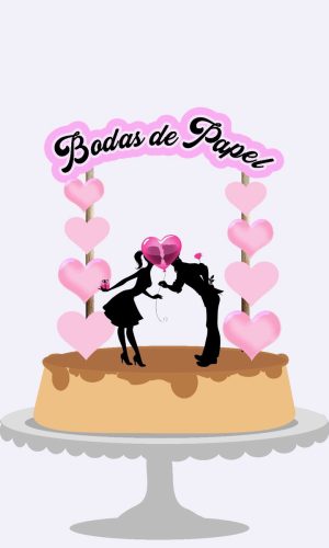Arquivo Corte - Topo de bolo Bodas de papel-STUDIO