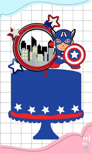Arquivo Corte: Topo de Bolo Capitão América 004