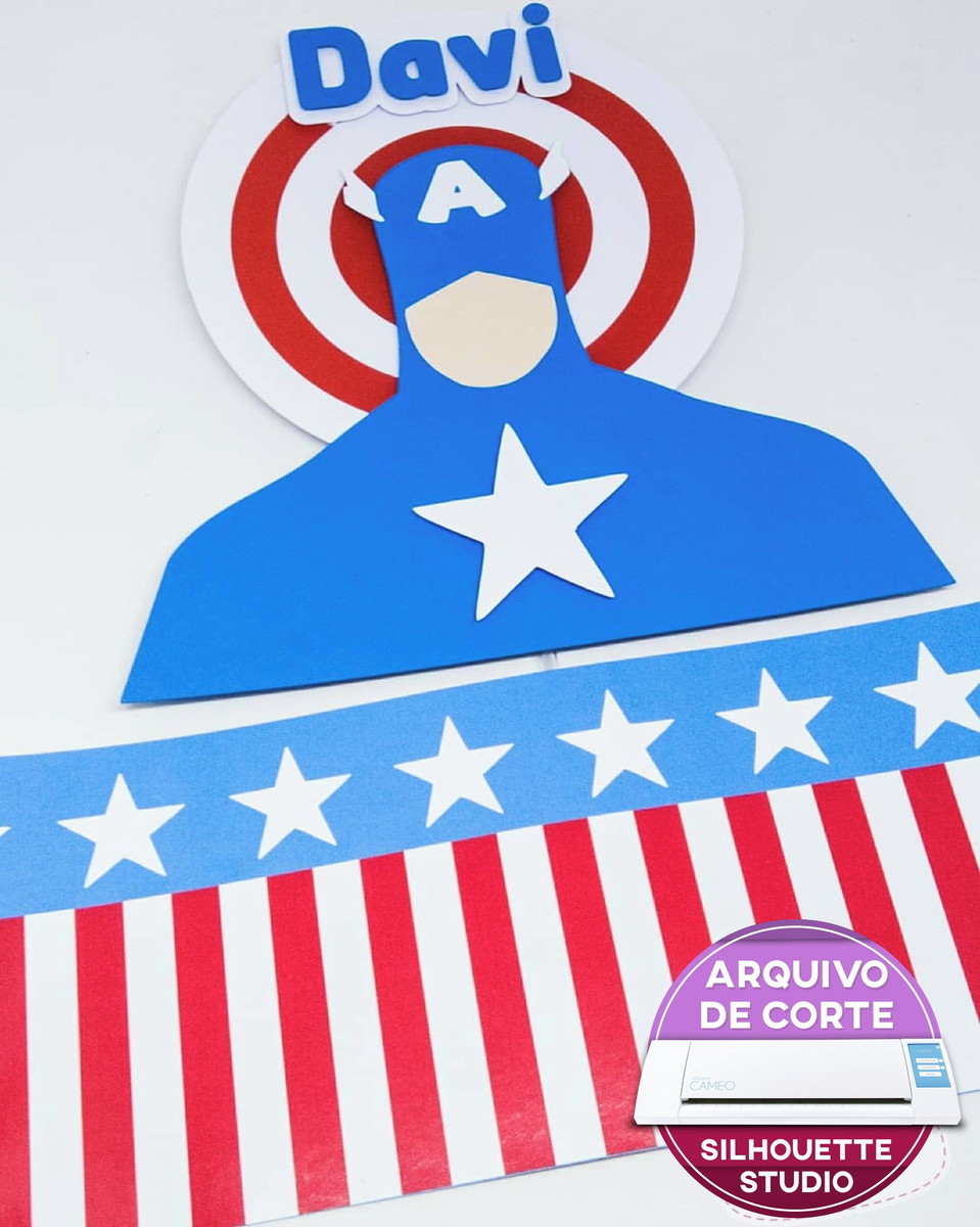Arquivo Corte: Topo de Bolo Capitão América 007